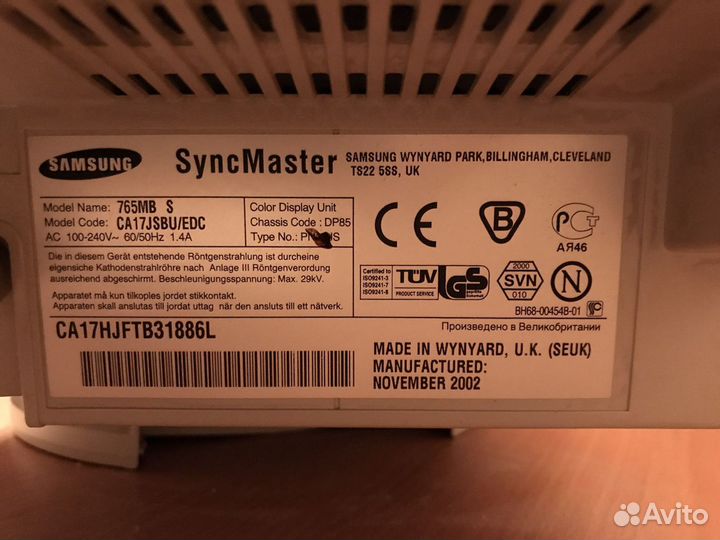 Монитор Samsung syncmaster 765mb