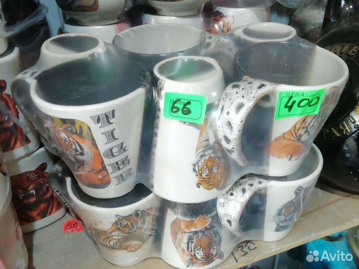 Кружка керамическая, 0.4 л. Деколь тигр