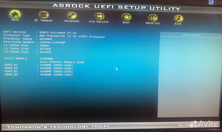 ASRock 990FX Extreme4+AMD phenom ii x6 1090t 3.20