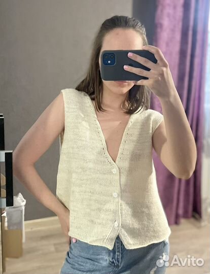 Жилет/топ вязанный из льна