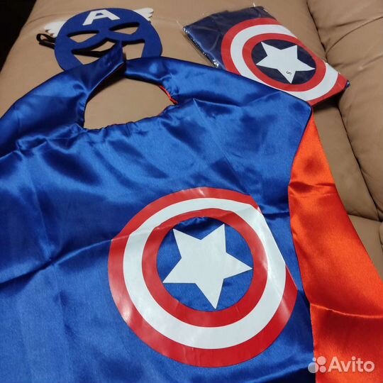 Новый костюм Капитан Америка плащ и маска