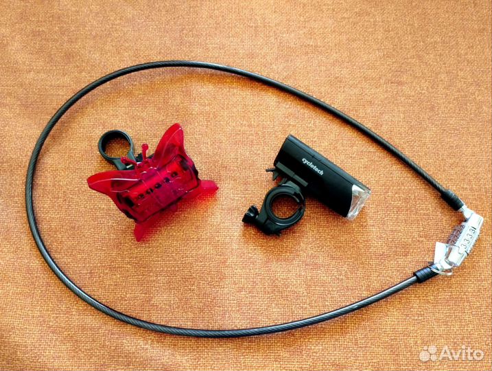 Велозамок, велофонарь задний и передний