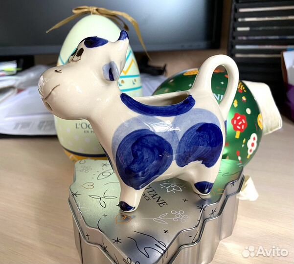 Молочник, сливочник Корова фарфор, ручная работа