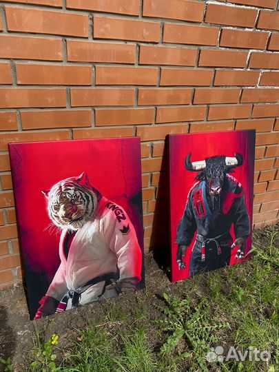 Картины Бык и тигр в кимоно