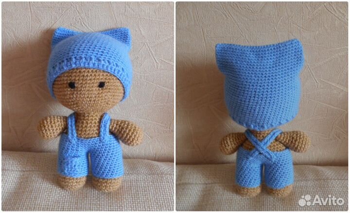 Валентинка. Вязаная игрушка. Карманный пупс