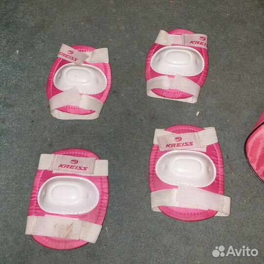 Розовые коньки и ролики 2 в 1, раздвижные 31-34