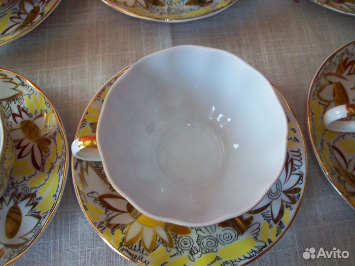 Чайные пары Лфз Золотая ромашка СССР Винтаж