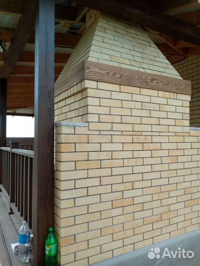 Отделка камина и барбекю деревом