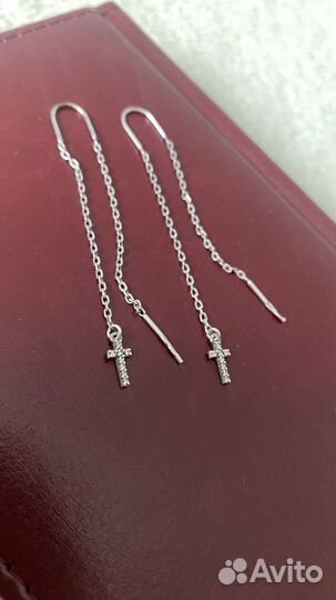 Серебряные серьги с крестиками