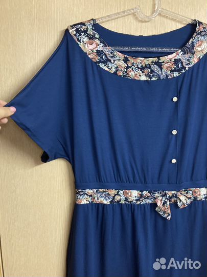 Новое синее платье из вискозы, 52 размер
