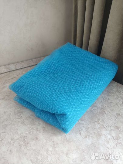 Ткани голубые сетка кружевная и фатин средний