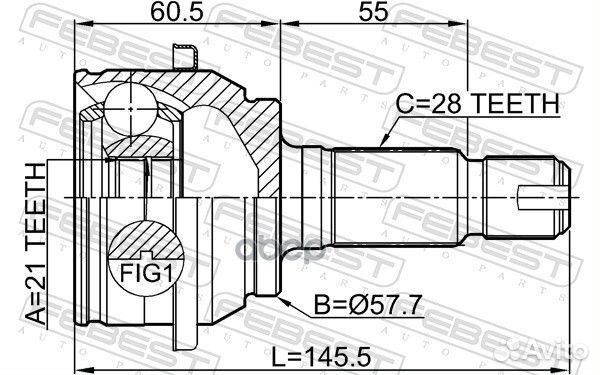 Шрус наружный задний 21x57.7x28 land rover free