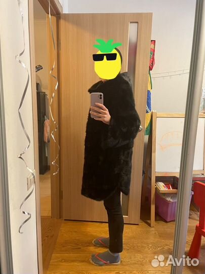 Шуба норковая с капюшоном 44 46 коричневая