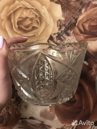 Тарелка, ладья, салатник СССР посуда хрустальная