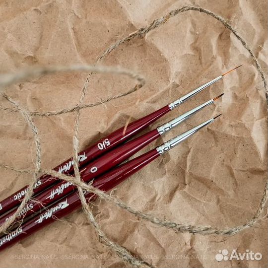 Кисть маникюрная тонкая 3 шт