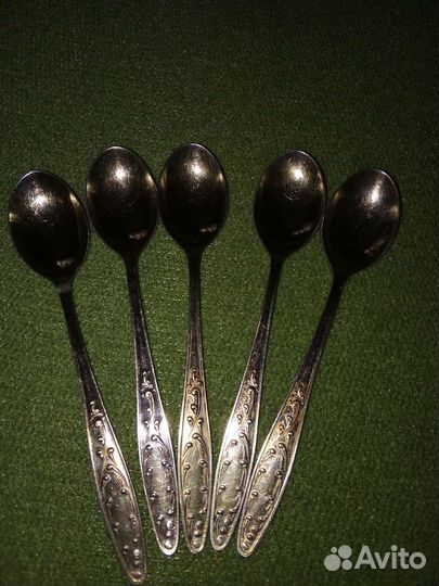 Чайные ложки мельхиор с позолотой.кольчугино