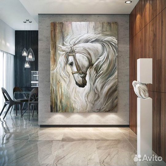 Интерьерная картина маслом лошадь
