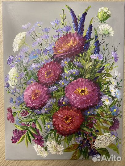 Картина маслом на холсте. Цветы