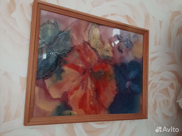 Картина роспись по шёлку. Хэнд мейд