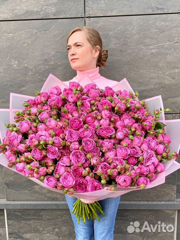 Роза кустовая пион 80 см премиум букет доставка