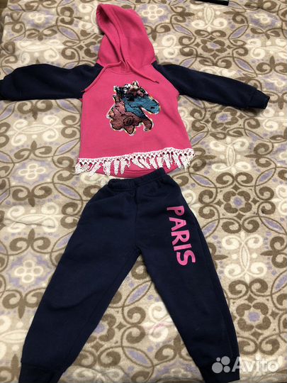 Костюм для девочки, на флисе, размер 86