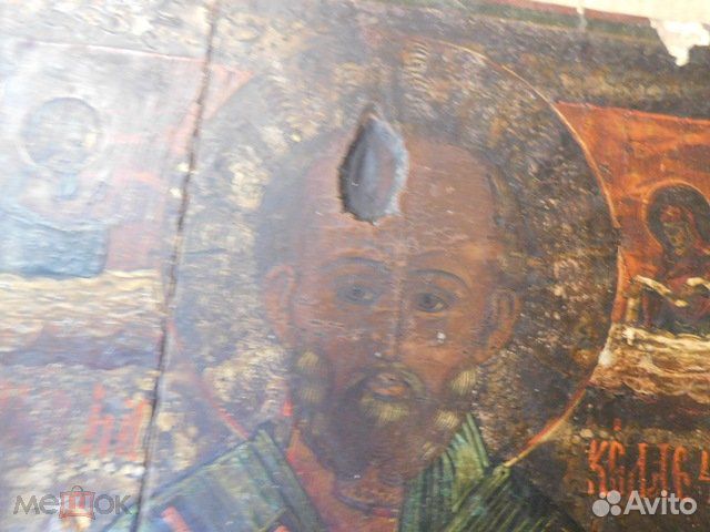 Старинная православная икона святой Николай,ри