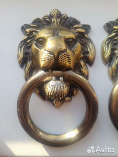 Ручки бронзовые, дверные, Голова льва