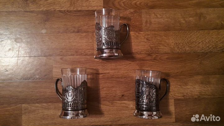 Мельхиоровый подстаканник со стаканом