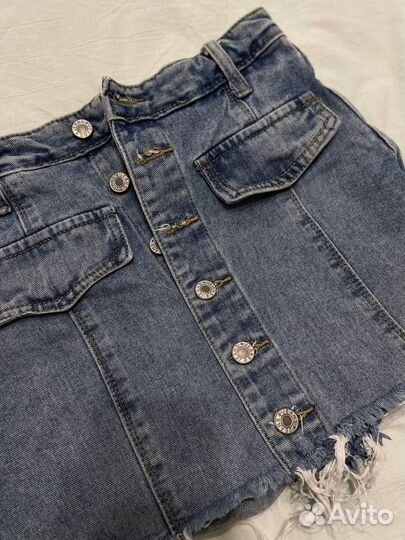 Джинсовые шорты-юбка xs