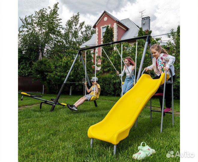 Детский комплекс качели, качели-балансир и горка