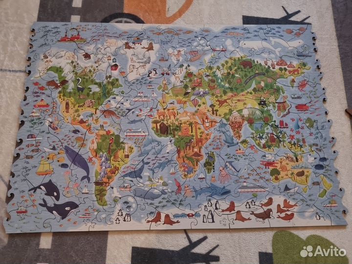 Карта Мира 100 деталей деревянный пазл