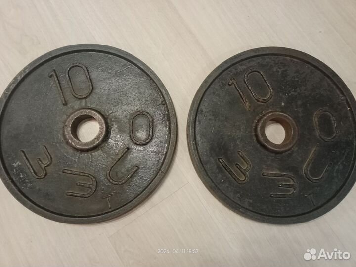 Спортивные блины зэсо 10кг, d55. Цена за два блина