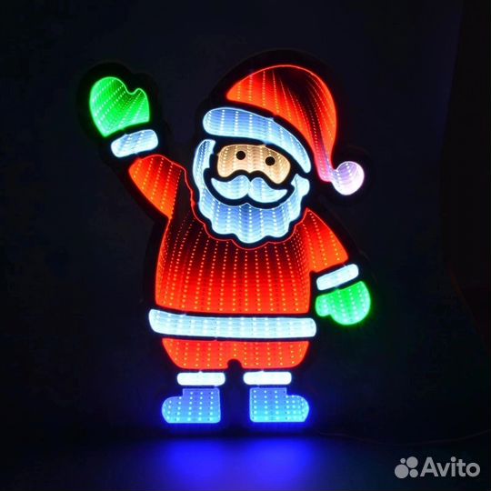 3д светильник дед мороз эффект бесконечности