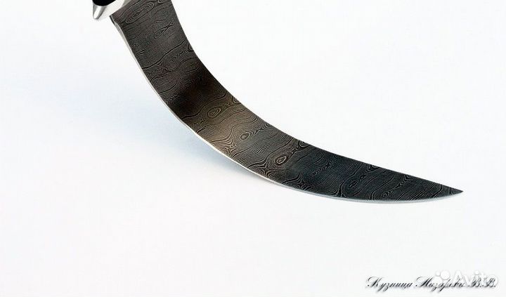 Нож филейный Касатка средняя дамаск черный граб