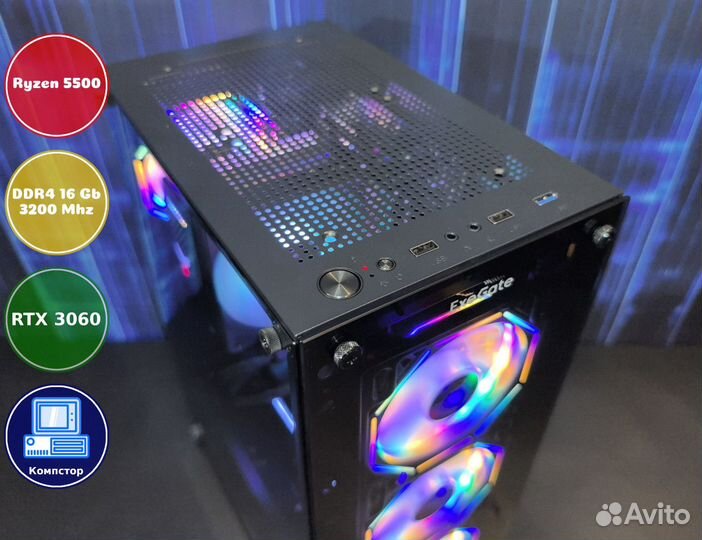 Игровой пк новый AMD5500-RTX3050-16DDR4-KSI975-A520