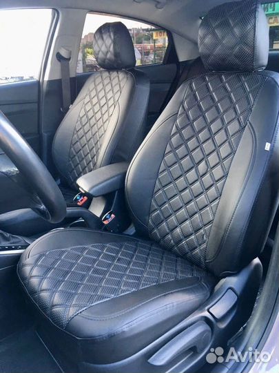 Авточехлы из экокожи 3D Ромб - LADA Priora