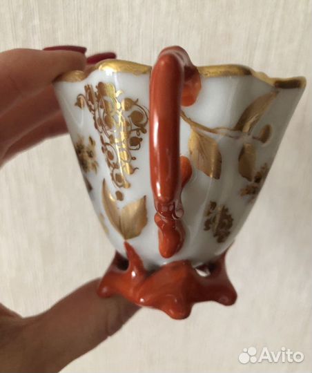 Антикварная фарфоровая чашка с блюдцем Россия