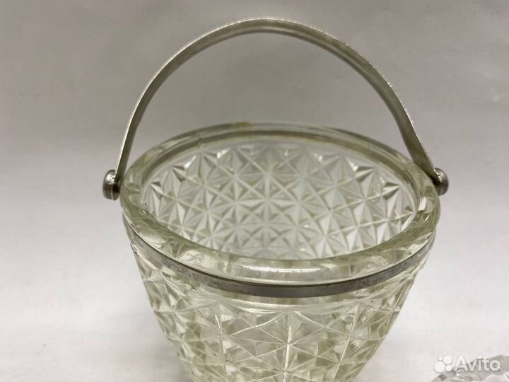 Хрустальное ведерко и 2 хрустальные тарелочки