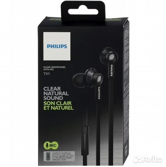 Наушники с микрофоном philips TX1 BK