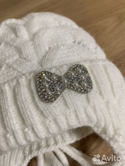 Шапка зимняя для девочки 0-4 месяца