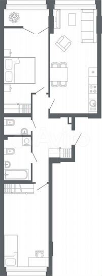 2-к. квартира, 76,6 м², 3/24 эт.