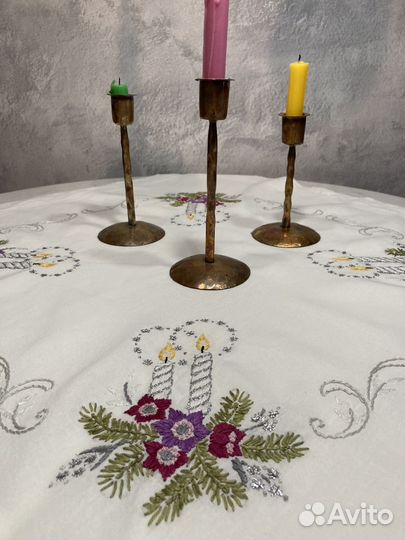 Скатерть ручная вышивка Рождественская