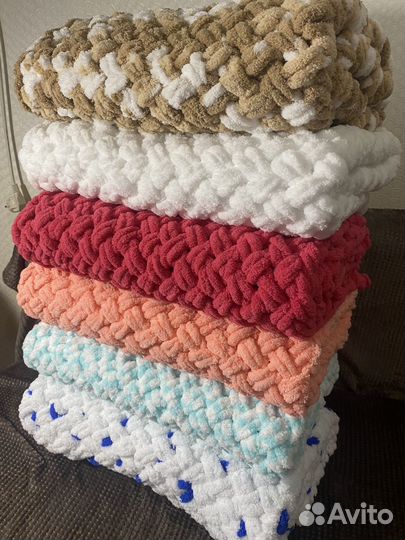 Плед детский. Плюшевый плед. Вязаный плед