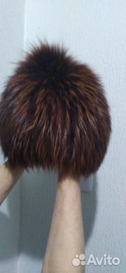 Шапка зимняя вязанный мех