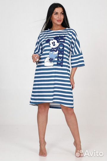 Туника женская Мики Маус в полоску