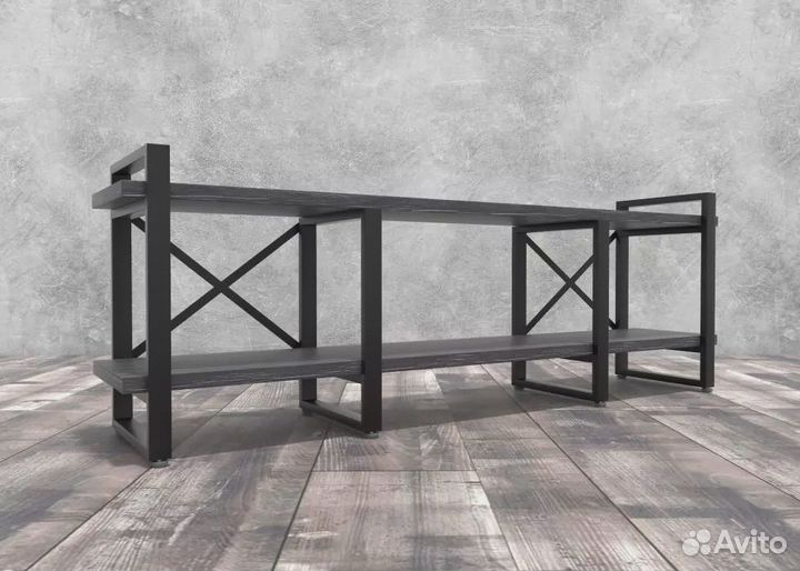 Тумба под тв Айсберг Лофт 160 черный/северное дере