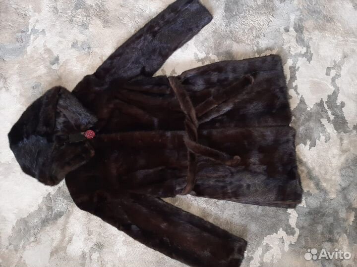 Шуба норковая с капюшоном