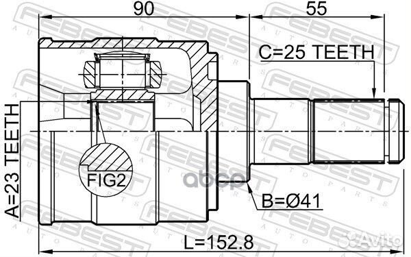 Шрус внутренний перед лев Febest 1211-cremt2WD