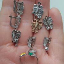 Серьги, колечко, Хелло Китти, серебро, эмаль