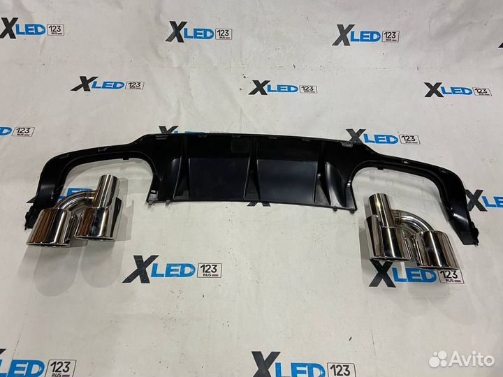 Диффузор Mercedes W204 C63 AMG с насадками хром